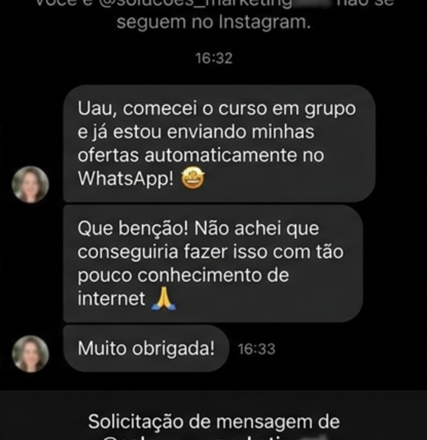 Depoimento real de aluno sobre os grupinhos de ofertas no WhatsApp 4